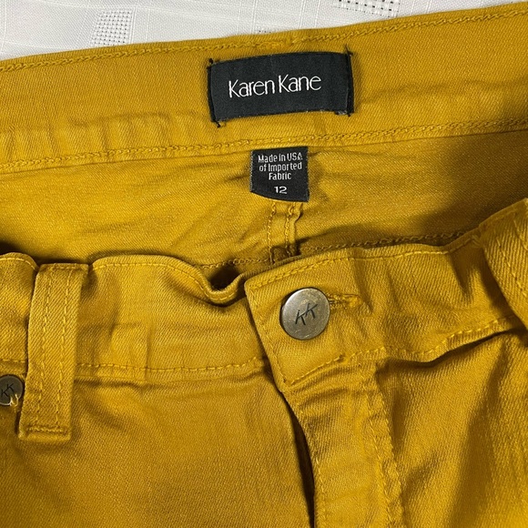 Karen Kane Mustard Yellow Skinny Pants Size 12 Made in USA Stretchy - Picture 6 of 15